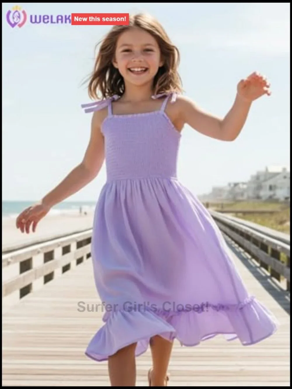 Girls A-Line Spaghetti Strap Open Back Twirl Sundress